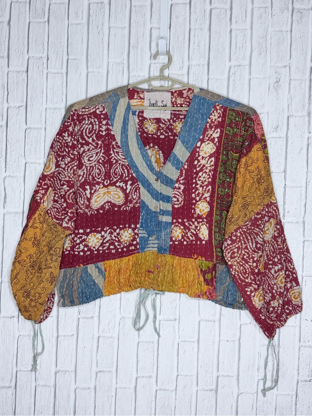 🌺 Indi & Sai Kantha Patchwork Button Top Cinch Waist One Size Boho
